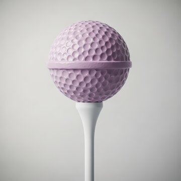 Purple golf ball lollipop sitting on a white tee