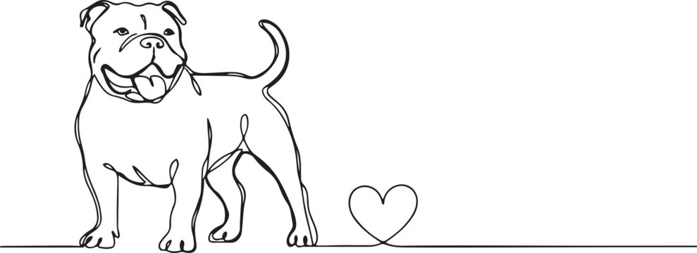 American Bully, Bully XL, XXL, dog breed, companion dog one line art. Continuous line drawing of friend, dog, doggy, friendship. one line Icon drawing