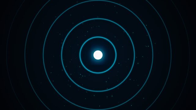 Abstract glowing concentric circles animation on dark background