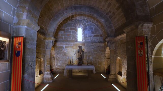 Monastery of San Pedro el Viejo, a 12th-century Romanesque building in the city of Huesca, in the La Hoya de Huesca region. Province of Huesca, Aragon, Spain, Europe.