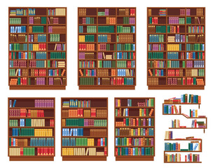 Colorful bookshelf with books in various colors and designs © Eros
