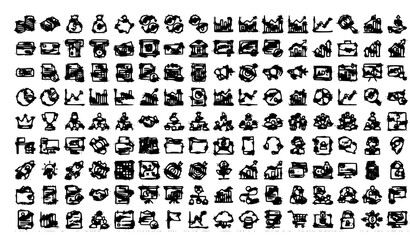 Fototapeta premium 200 Business and Finance Line Icons Set – Corporate, Banking and Infographic Vector Collection
