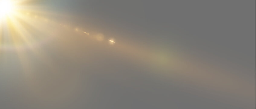  Top left corner warm sun flare overlay with diagonal light beam and bokeh leaks