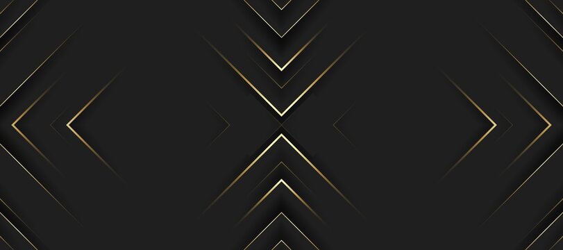 Geometric Pattern Background with Gold Lines on Black