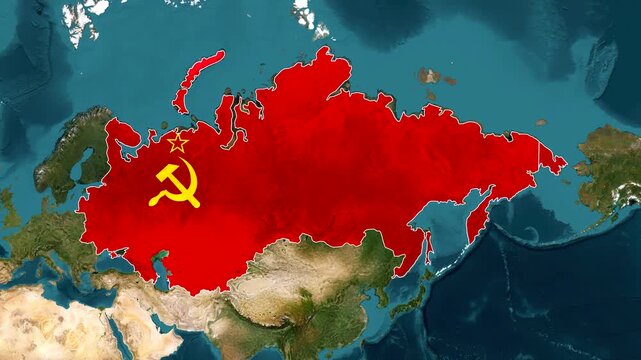 Flag of the Soviet Union Map Animation. Historical map animation of the Soviet Union 4k.