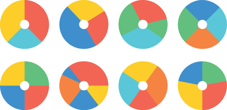 Trendy Infographic Vector Set Featuring Pie Charts and Round Cycles