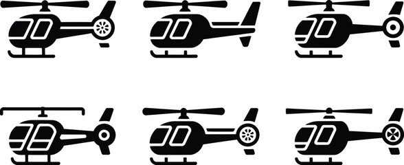 Helicopter icon set vector black flat copter chopper sign fly © Naimur creativehouse