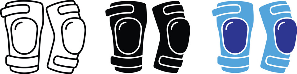 Knee Pads Icon Vector Line Art Fill Color Illustration Safety Equipment © AYESHA