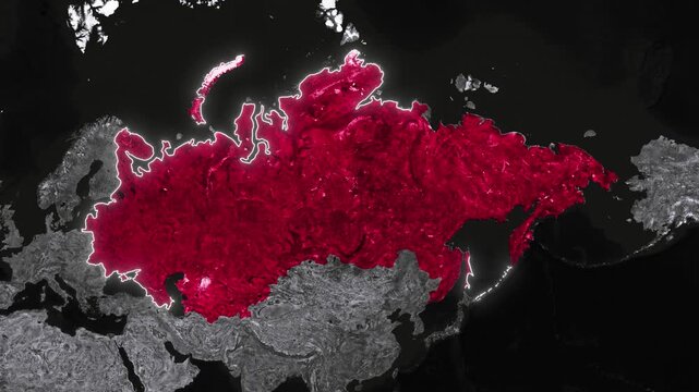 Soviet Union Map Animation. Documentary, glowing outline, Dark map animation of the Soviet Union. 4k.
