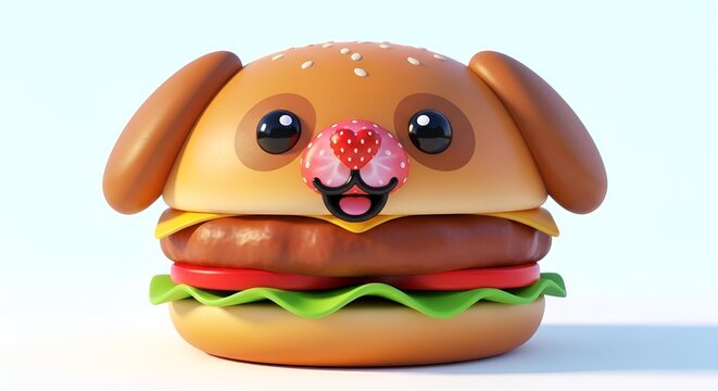 Cute cartoon burger with dog face