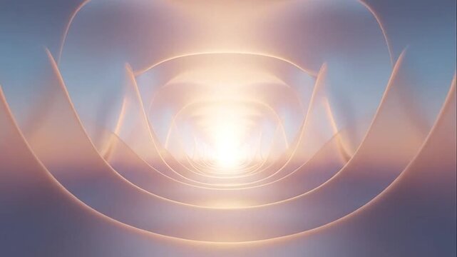 A glowing abstract tunnel with smooth curved architectural shapes