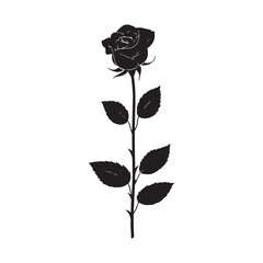 Fototapeta premium Set of decorative rose with leaves. Flower silhouette Vector illustration.