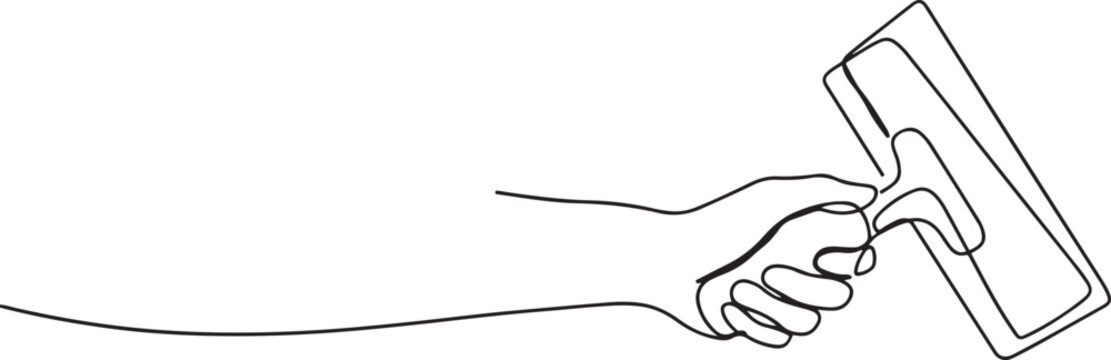 Professional Rectangular Steel Trowel one line art. Continuous line drawing of repair, professional, hand, people, concept, support. one line Icon drawing