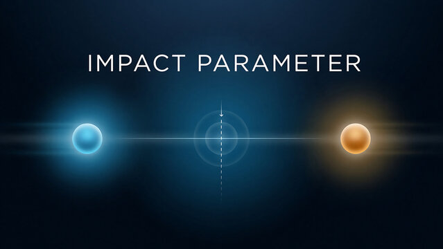 Glowing orbs with lines and circles on dark background  impact parameter concept