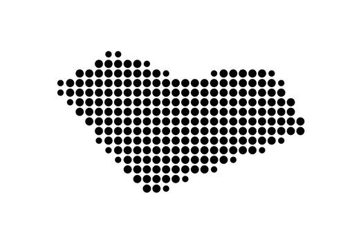 Symbol Map of the Municipality Mingəcevir (Azerbaijan) showing the area with a pattern of black circles