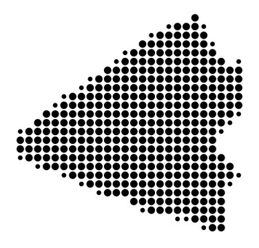 Symbol Map of the District Quba (Azerbaijan) showing the area with a pattern of black circles