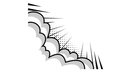 Comic style grey smoke cloud corner element © Dilshad