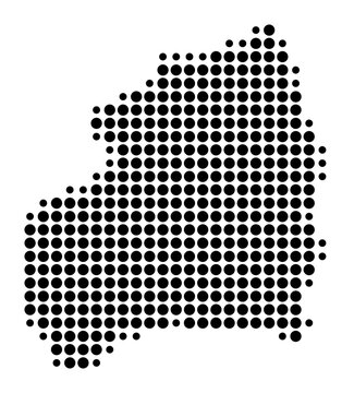 Symbol Map of the Province Bubanza (Burundi) showing the area with a pattern of black circles