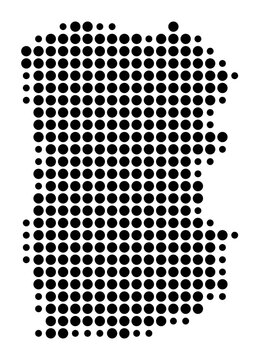 Symbol Map of the Region Tarapaca (Chile) showing the area with a pattern of black circles