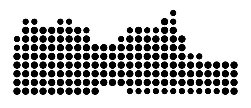 Symbol Map of the Province Sud (Cameroon) showing the area with a pattern of black circles