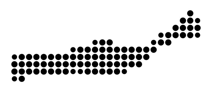 Symbol Map of the Province Tipaza (Algeria) showing the area with a pattern of black circles