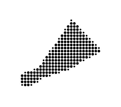 Symbol Map of the Administrative Zone Conakry (Guinea) showing the area with a pattern of black circles
