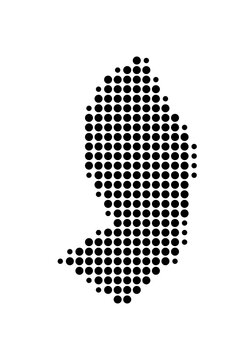 Symbol Map of the Province Annobon (Equatorial Guinea) showing the area with a pattern of black circles