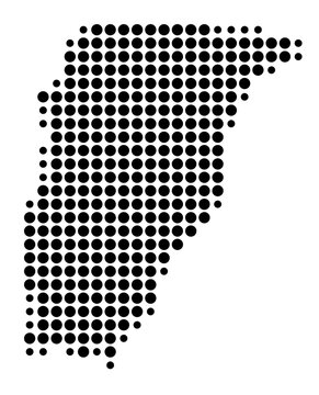 Symbol Map of the Department Chimaltenango (Guatemala) showing the area with a pattern of black circles