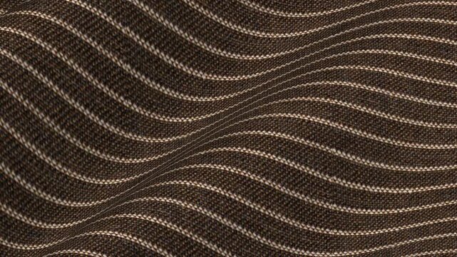 Italian Brown Pinstripe Wool Fabric flowing in classic waves of rich chocolate background and tailored vertical lines for premium business apparel