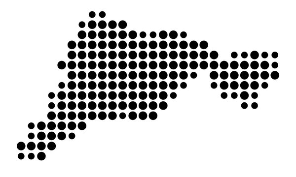 Symbol Map of the Department El Paraiso (Honduras) showing the area with a pattern of black circles
