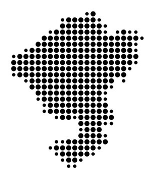 Symbol Map of the Department Comayagua (Honduras) showing the area with a pattern of black circles