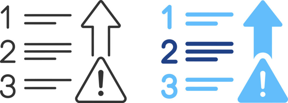 Priority levels and warning sign vector illustration