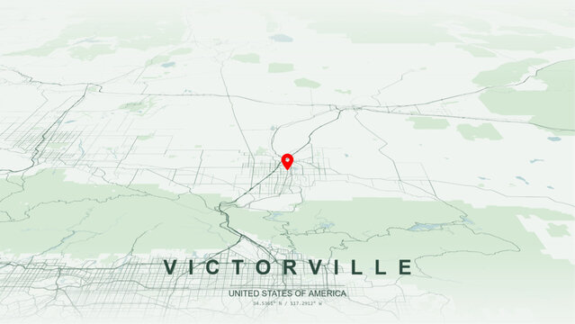 Modern minimalist vector map of Victorville, California, USA. High-quality scalable illustration of Victorville Mojave High Desert square city grid for posters design.