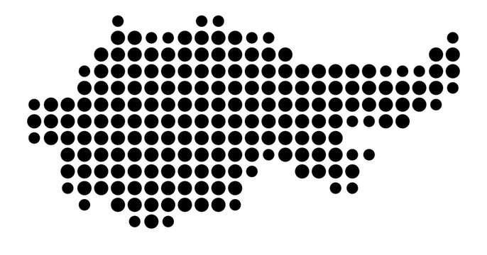 Symbol Map of the Province Dihok (Iraqi Kurdistan) showing the area with a pattern of black circles