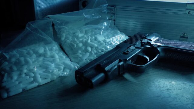 Street Drugs And Gun Crime Scene
