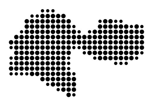 Symbol Map of the Province Tehran (Iran) showing the area with a pattern of black circles