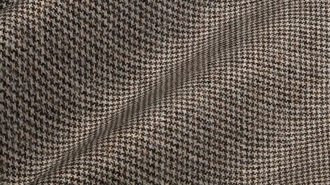 Italian Brown Houndstooth Wool Fabric shimmering in sophisticated waves of classic retro geometry and rich earthy color tone for autumn blazers