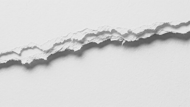 White Torn Paper Texture Background with Realistic Ripped Edge and Shadow Effect