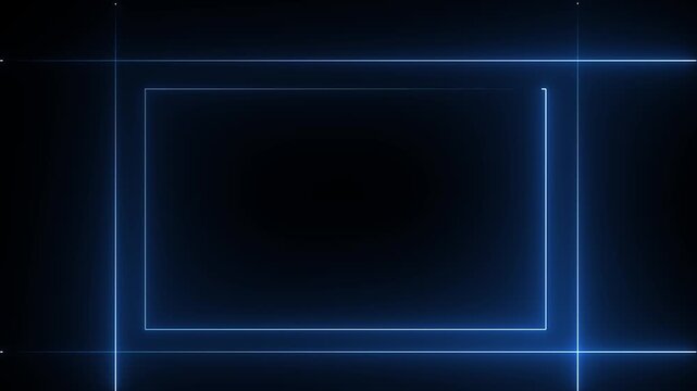 neon rectangular frames with shining effects on black background. HUD template frame design, 