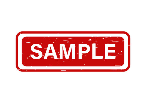 Vintage sample stamp with distressed red background isolated on transparent background