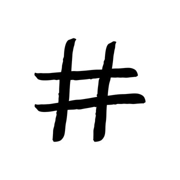 A large black hashtag symbol isolated on transparent background