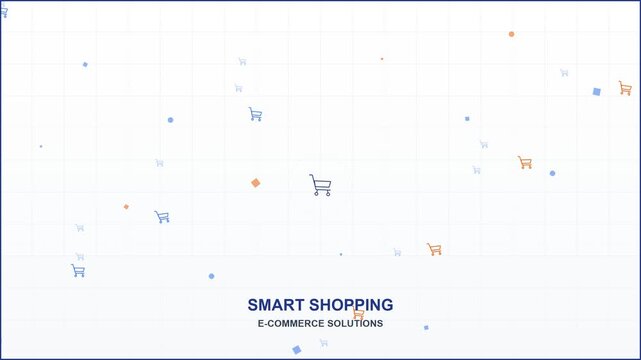 Floating minimalist shopping carts in empty space