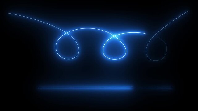  Colorful Curve Motion Line Animation Cosmic light trails visual for futuristic themes. Blue Neon Light Curve  Black Background ,
