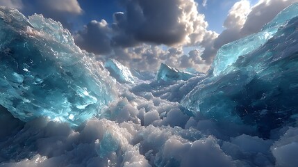 Naklejka premium Transparent iceberg texture with sunlit details illustration