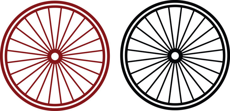 Wheel vector icon silhouette detailed bicycle rim design