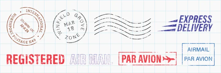 Fototapeten Pony Vintage airmail stamps and marks vector element set  © Rawpixel.com
