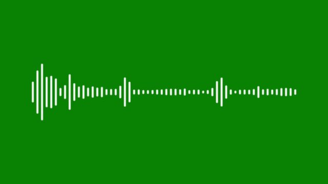 Seamless white audio waveform spectrum animation with dynamic sound frequency visualization and modern equalizer effect on green background for broadcasting and music visual projects in 4k.