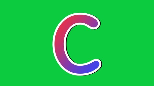 Neon Gradient Letter C Animation on Green Screen Background