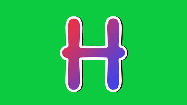 Neon Gradient Letter H Animation on Green Screen Background