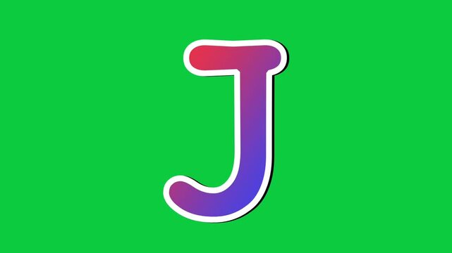Neon Gradient Letter J Animation on Green Screen Background